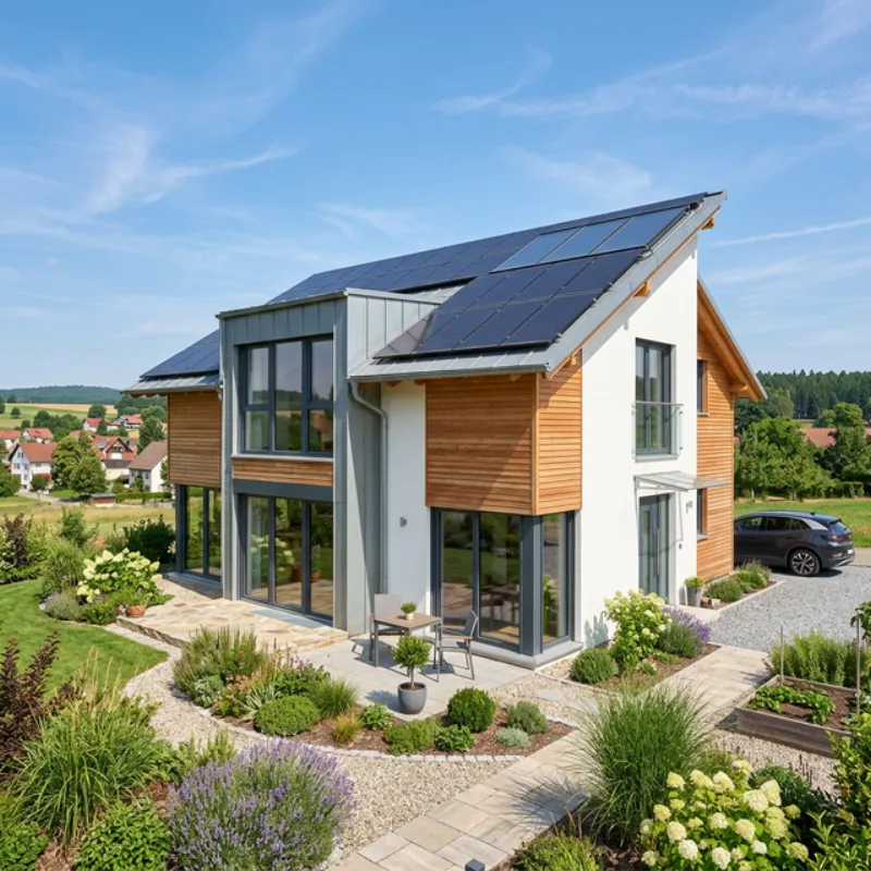 Modernes Energieeffizienzhaus mit Solardach