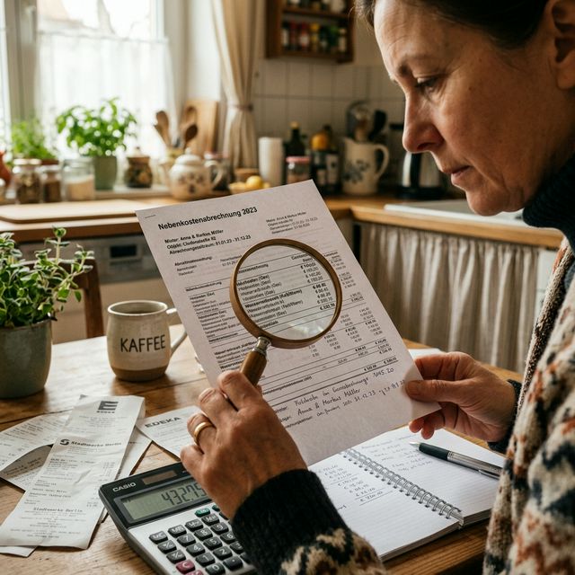 Checkliste zur Prüfung einer Nebenkostenabrechnung auf dem Schreibtisch
